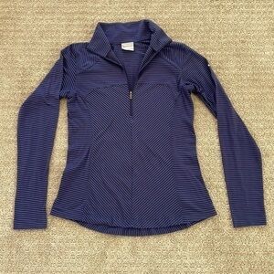 Columbia Blue Striped 1/4 Zip Up Long Sleeve Shirt